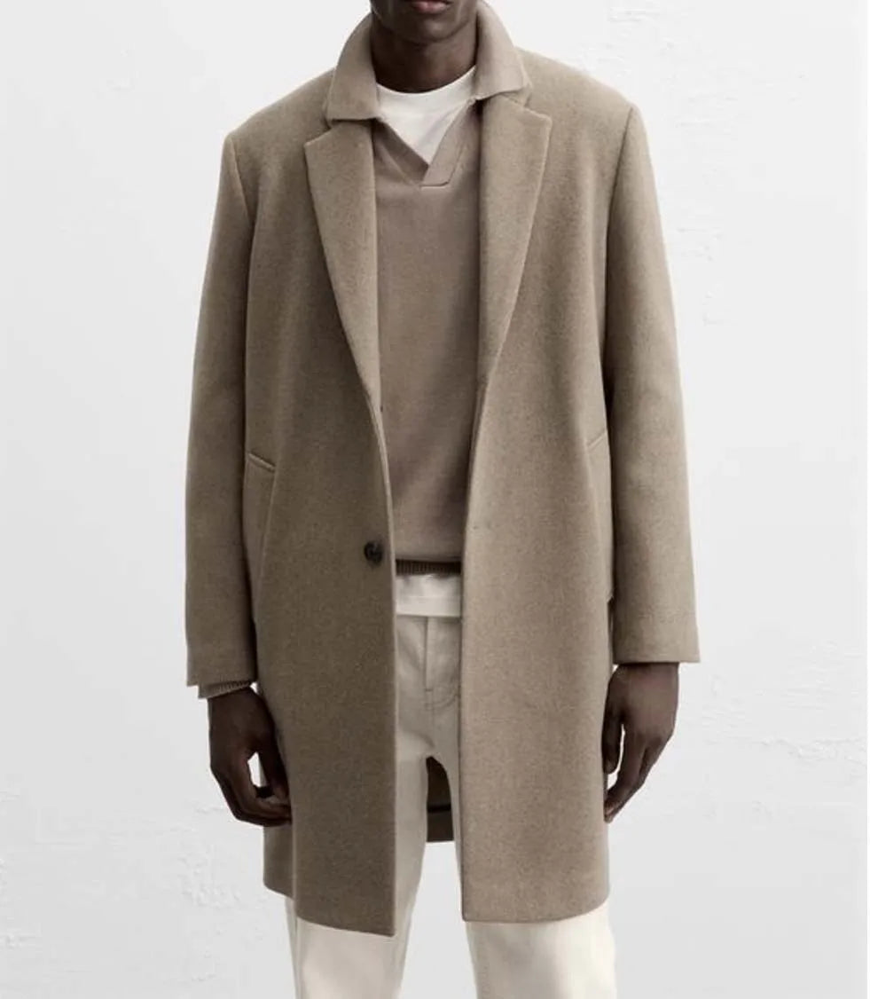 European and American men's medium and long 40% wool woolen gray suit
