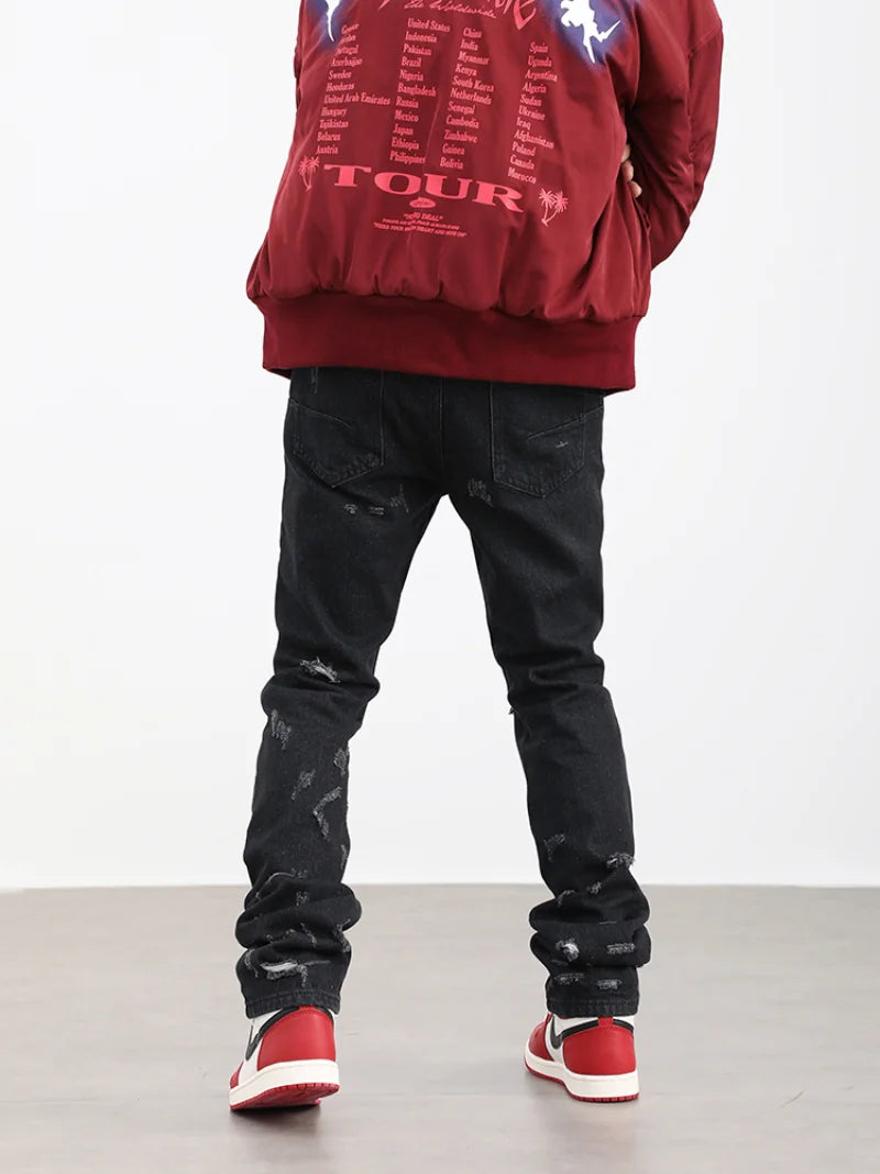 harajuku scratched ripped holes denim jeans mens zipper jeans hip hop fashion streetwear new casual straight joggers jean pants casual joggers