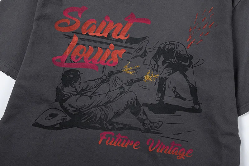 Y2K Graphic Tee – 2024Ss Saint Louis T Shirts Men Woman Good Quality Cotton Lo – Urban Streetwear for Men & Women
