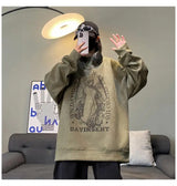 Autumn Korean Personality Street Boys Unisex Round Neck Sweatshirt Trendy American Couple Suede Long-sleeved Shirt Top