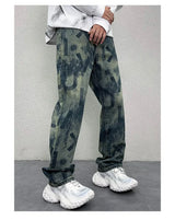 men loose casual american high street hip hop vibe printed denim baggy jeans pants man streetwear ripped jeans trousers unique jeans style 3091