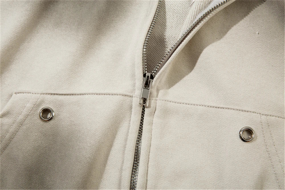 Vintage Zip Up Hoodie Jacket Y2K Punk Gothic Loose Washed Hooded Sweat
