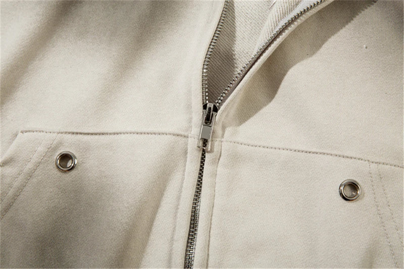 Vintage Zip Up Hoodie Jacket Y2K Punk Gothic Loose Washed Hooded Sweat