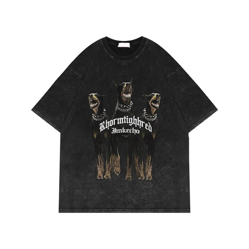 Sadcore Oversized shirt – Harajuku T Shirt Mens 2023 Summer Dog Letter Printed Vintage