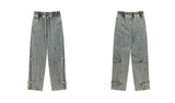 side long zipper open denim jeans mens elastic waist straight biker trousers jeans fashion streetwear hip hop jean pants joggers unique joggers style 2549