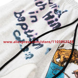 2024 autumn winter vintage casual sports pants mens letter illustration printed loose drawstring leg strap high street hip hop unique default style 1875