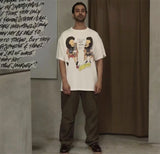 24SS New Vintage Retro Cartoon Printing High-Street Casual Loose T-Shirt Tops
