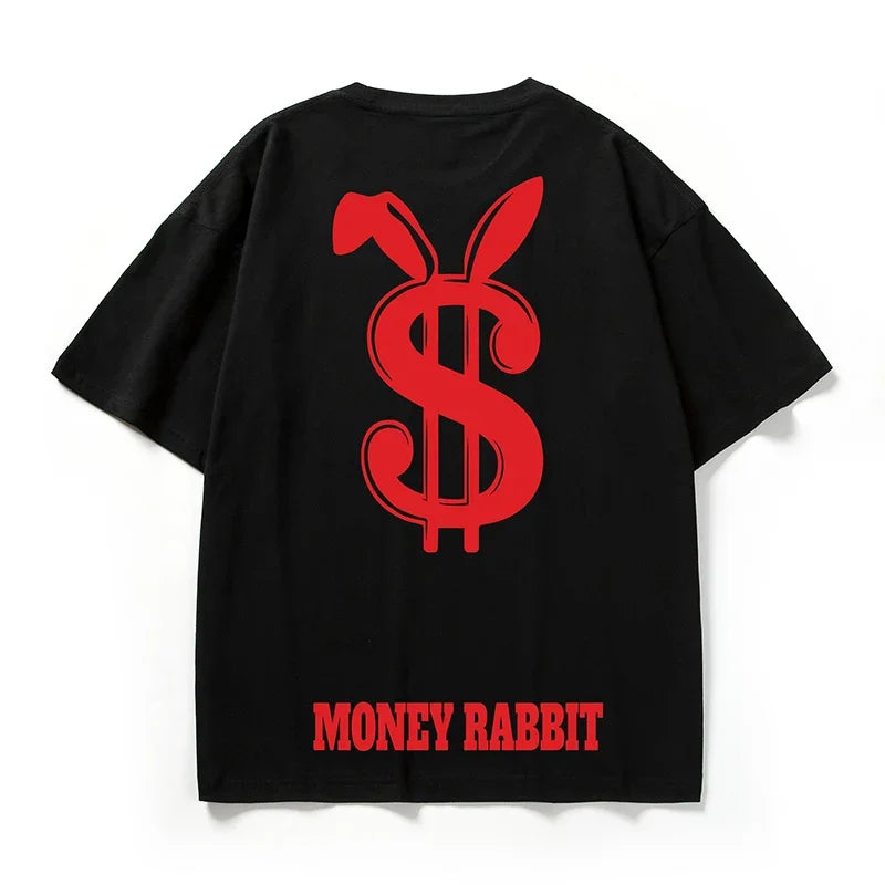Harajuku Crying character – Money Rabbit Funny Graphic Printed T Shirt For Men Oversized