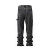 retro washed denim mens jeans pants fashion graffiti patchwork loose biker black jeans streetwear hip hop casual straight pants unique jeans style 5257
