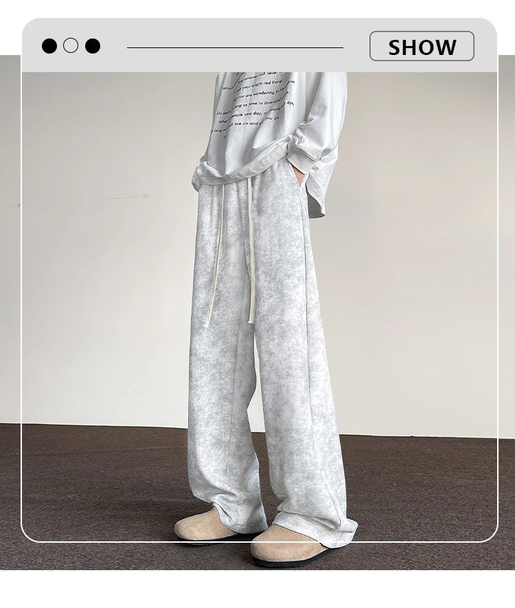 harajuku streetwear tie dye casual pants men women wide leg straight mopping trousers oversize korean fashion drawstring pants unique default style 1286
