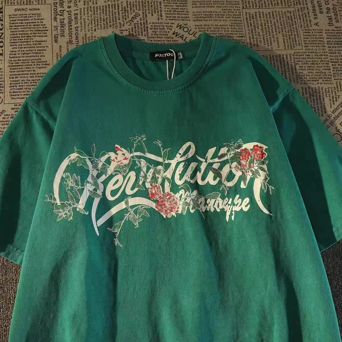 American retro high street skeleton butterfly pure cotton short-sleeved fashion brand half-sleeved y2k top