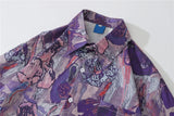 Dark Icon Full Printing Oversized Men's Blouse Turn-down Collar Shirts for Men Long Sleeve