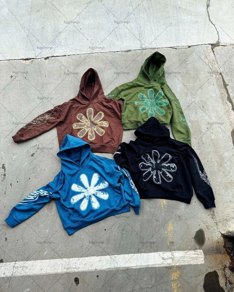 Fashion Trendy Gothic Letters Oversize Hoodie Men's Y2K Street Hip Hop Harajuku Loose Long Sleeve Pullover Sweatshirt Women