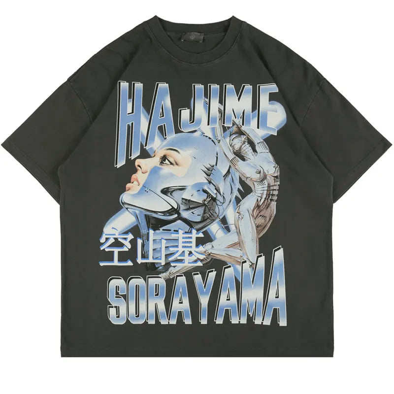 Skatercore Top – Hip Hop Streetwear T Shirt Harajuku Robot Print Short Sleeve – Urban Streetwear for Men & Women