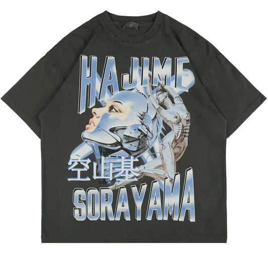 Skatercore Top – Hip Hop Streetwear T Shirt Harajuku Robot Print Short Sleeve – Urban Streetwear for Men & Women