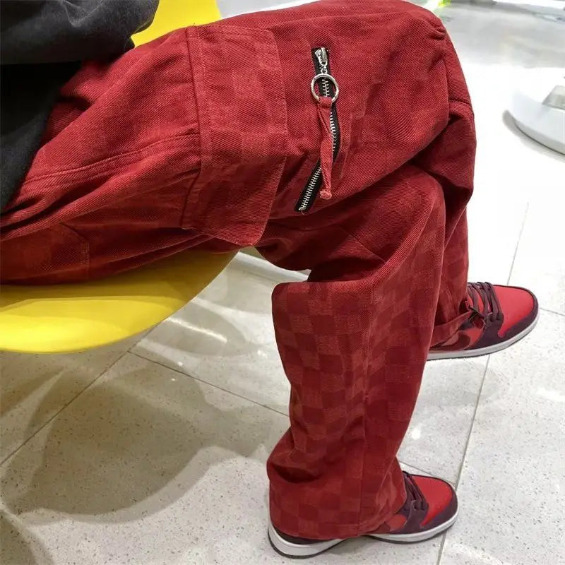korean street ins overalls men women high street retro personality straight japanese style versatile loose y2k wide leg pants unique default style 3192