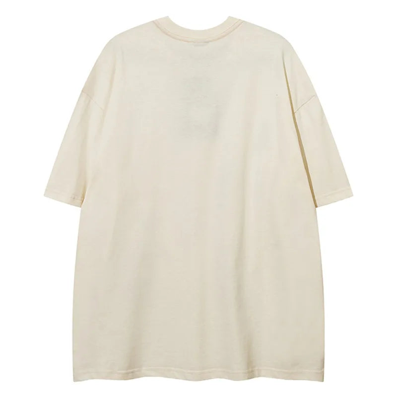 Anime Oversized shirt – Men Short Sleeve T Shirts Shadow Graphic Letter Print Tshirt