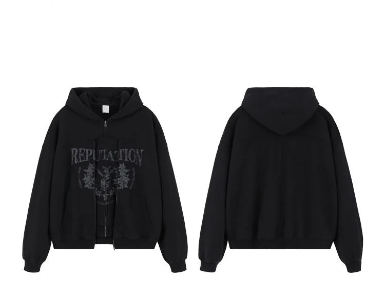 Rebellious gothic streetwear hoodie with punk edge