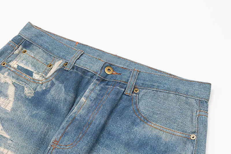 streetwear ripped hole patch baggy y2k jeans for men washed pantalones hombre straight casual denim trousers oversized unique jeans style 5935