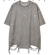 Skatercore Crying angel – Men T Shirts Solid Ripped With Necklace T Shirt Harajuku Vin