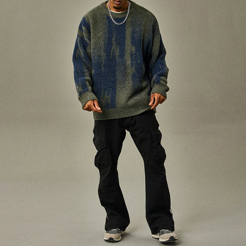 minimalist knit jumper, daily wear essential, trendy urban fashion top for men, layered streetwear look