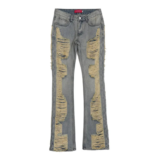 fashion ripped denim jeans mens destoryed holes zipper straight trousers jeans hip hop streetwear new casual joggers jeans pants relaxed fit joggers
