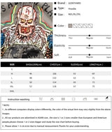 Punk Hoodie Men Streetwear Hip Hop Skull Skeleton Print Gothic Fleece