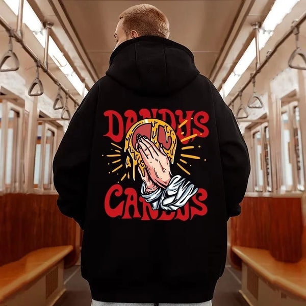 Goth Funny Finger Crossed Graphic Print Men Hoodies Casual Y2K Streetwear