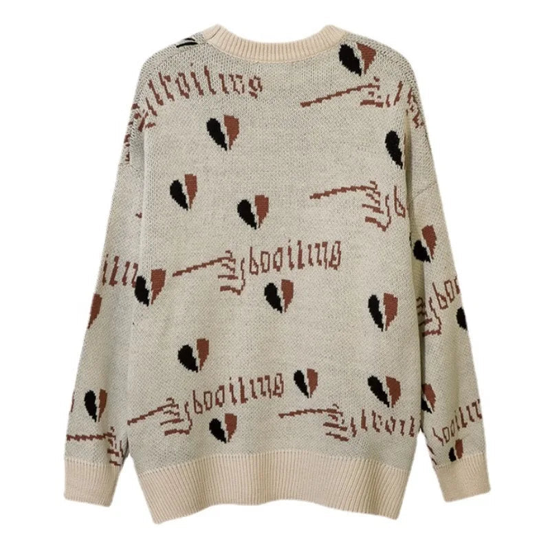 hip hop harajuku angle pattern knitted sweater unisex pullover streetwear winter casual loose mens sweater warm jumper knitwear - Y2K grunge street style, urban fashion pullover, high quality cotton hoodie