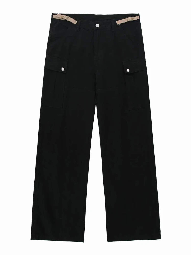 mens hip hop pants retro cargo pant streetwear side big pockets zipper harajuku joggers new casual loose straight baggy trousers unique joggers style 219