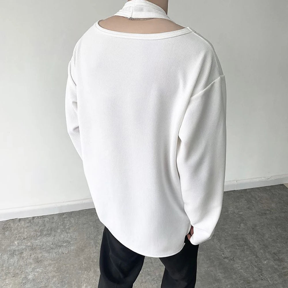Anime Aesthetic piece – Mens Double Layer Irregular Casual Tops Genderless 2024 Spri