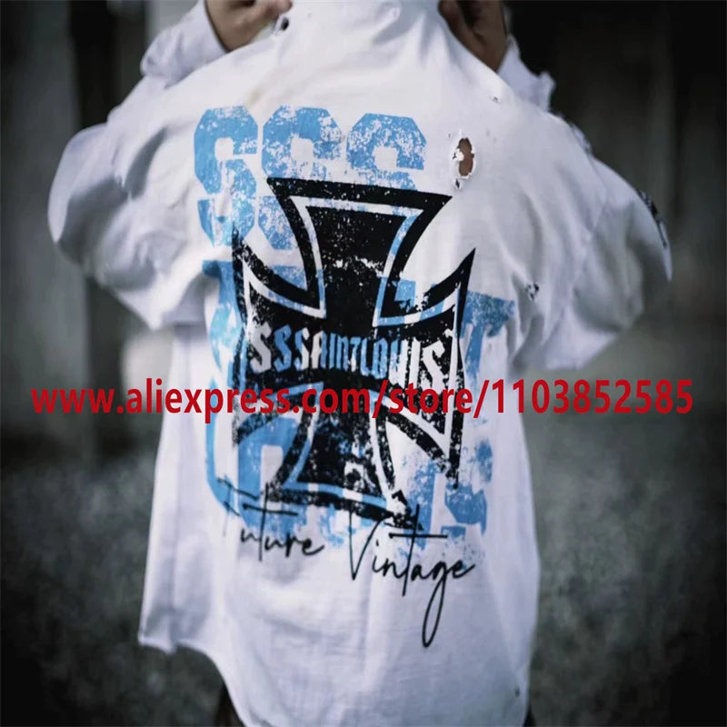 2024 Autumn Vintage American Heavy Weight Oversize Long Sleeve T Shirt