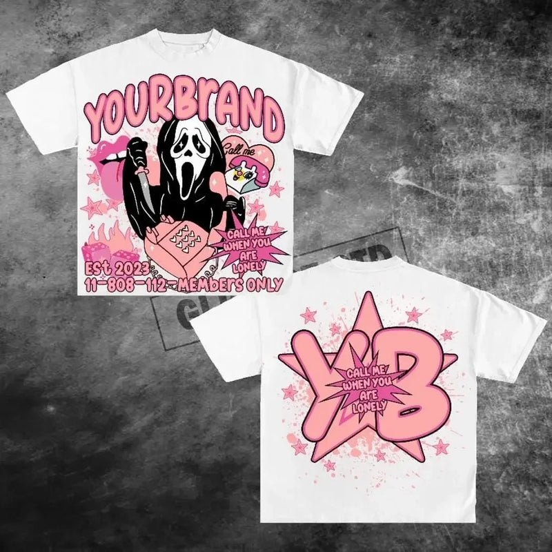 Skater Sticker Tee – Bold Flame Font Graphic Throwback Style