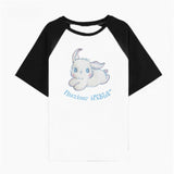 Skatercore Oversized shirt – American Flocking Cute Rabbit Pattern Short Sleeved T Shirt