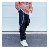 high street black white straight zipper becomes slightly flared denim jeans harajuku casual hip hop cashew flower jeans for men unique jeans style 4421