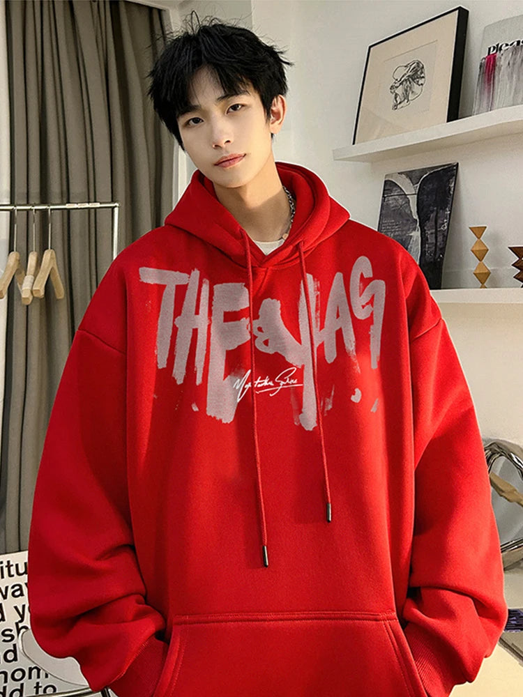 High Street Letter Print Oversized Hoodie Mens New Hip Hop Fashion