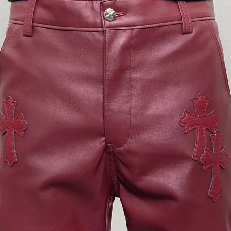 pu leather pants men streetwear fashion hip hop punk gothic vibe casual faux leather pant man boyfriend motorcycle trousers unique default style 3025