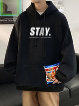 New In Letter Stay Print Sweatshirts Men Casual Vintage Fleece Pullover