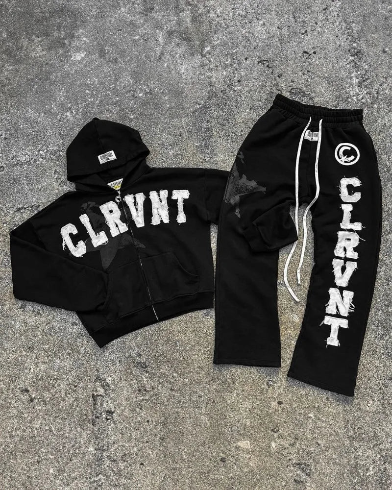 2024 Trendy Brand Fashion Letter Embroidered Oversized Hoodie Men Y2K