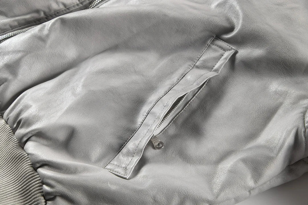 Urban Grunge Double-Layer Hoodie – Leather Texture Streetwear