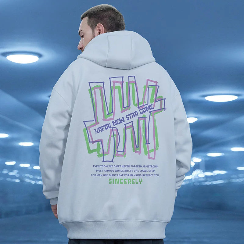 Retro Graffiti Letter Print Letter Pullover Hoodies Mens Streetwear