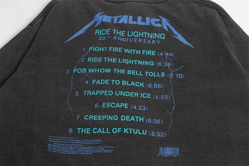 Y2k Aesthetic print tee – Summer Vintage High Street Wash Lightning Print T Shirt Vint