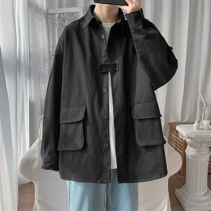 Original shirt men long-sleeved Korean style trendy loose handsome work shirt ins trendy brand spring