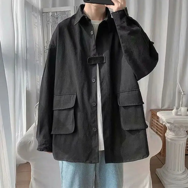 Original shirt men long-sleeved Korean style trendy loose handsome work shirt ins trendy brand spring and autumn jacket Y2K top
