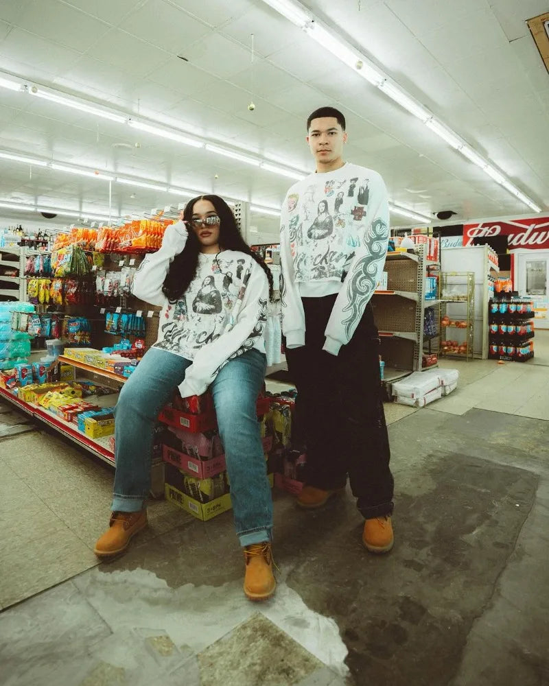 Harajuku Aesthetic print tee – Y2K Street Rock Hip Hop Anime Printed Long Sleeved Top Men A