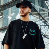 Skatercore Chrome print – Harajuku Devil Graffiti Print Oversized Tee Shirts Men Summer