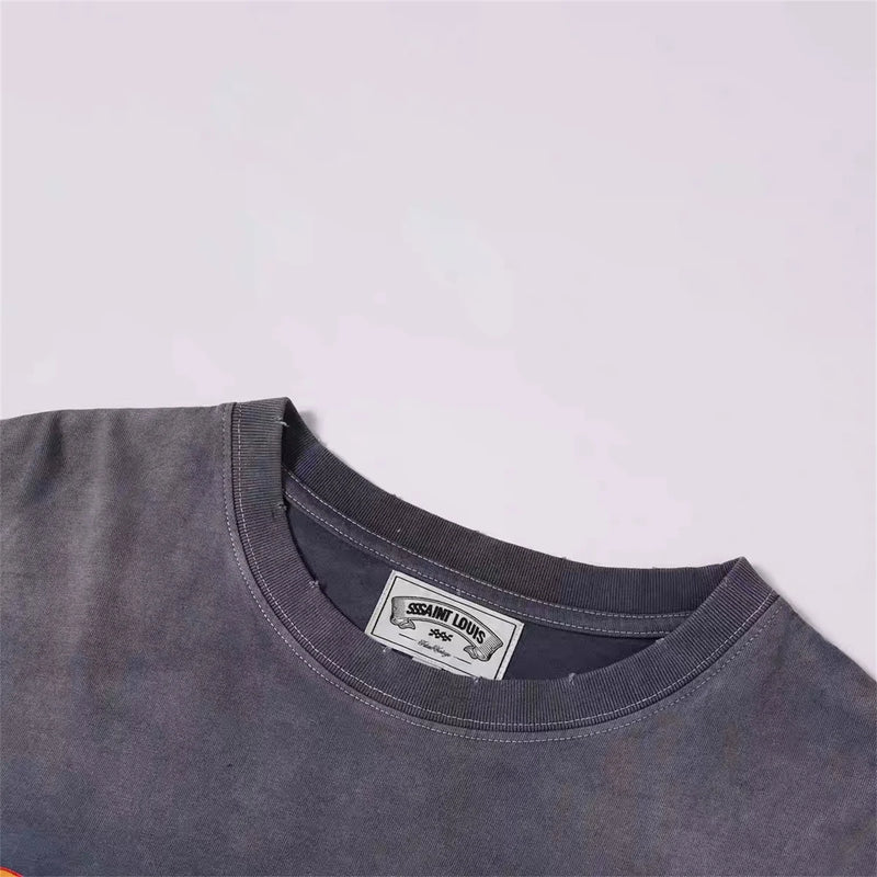 SSSAINT LOUIS Rock Alien Print Hip-Pop High-Street wear Vintage Retro Oversized Tops Tee