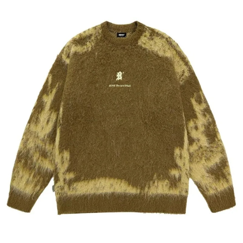 oversized flame knit top, unisex streetwear inspired by 2025 fashion trends, mens fashion layer for modern streetwear collect