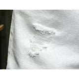 new white jeans shorts men fashion ripped knee length pants simple casual slim hole denim shorts male streetwear unique jeans style 1182