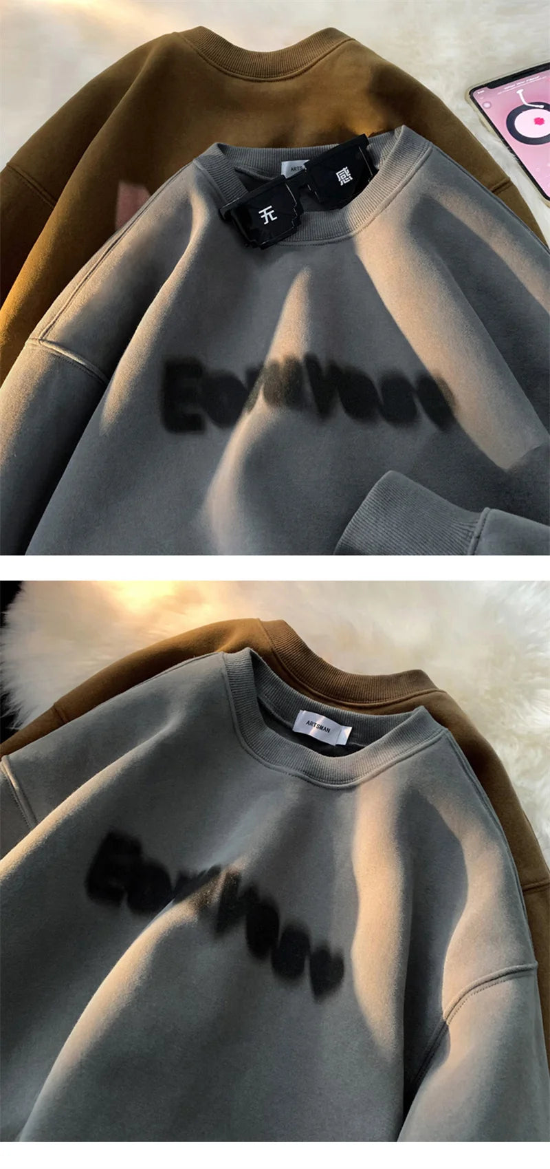 Autumn Goth Letter Printed Crewneck Sweatshirt For Men Y2K Streetwear